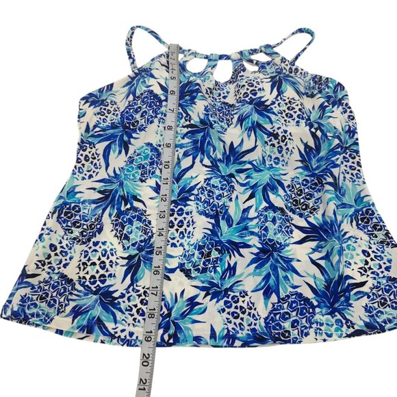 24t&Ocean Blue Tropical Print Halter Tankini Top Women SZ Large Padded Underwire - Picture 8 of 10